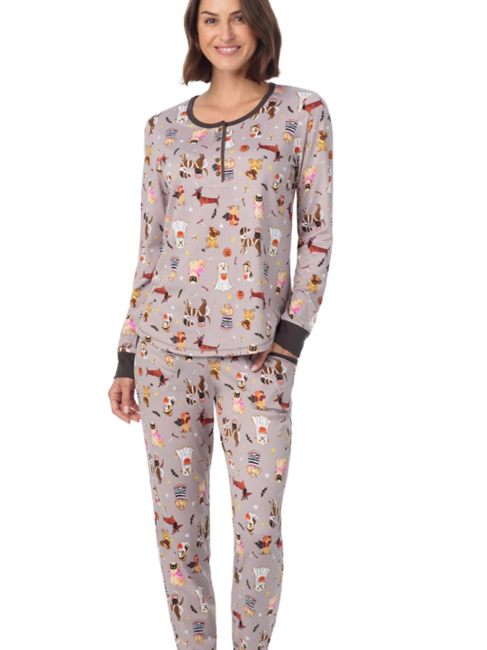 Cuddl Duds® Halloween Cozy Long Sleeve Henley Top and Pajama Bottoms Set
